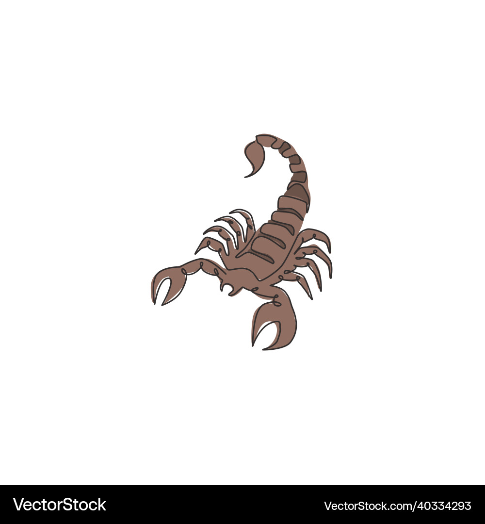 Single continuous line drawing of deadly scorpion Single continuous line drawing of deadly scorpion vector image