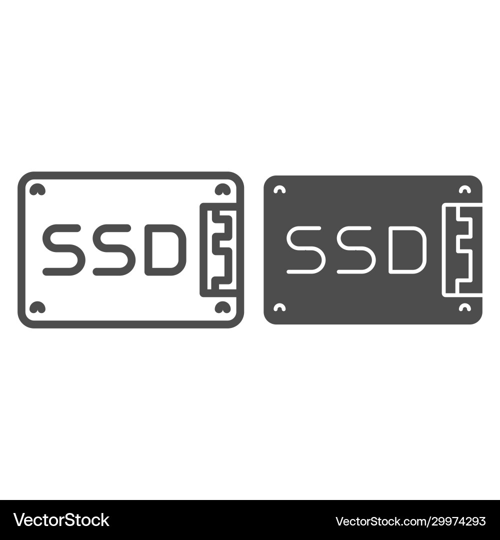 Solid state drive line and icon data memory Vector Image