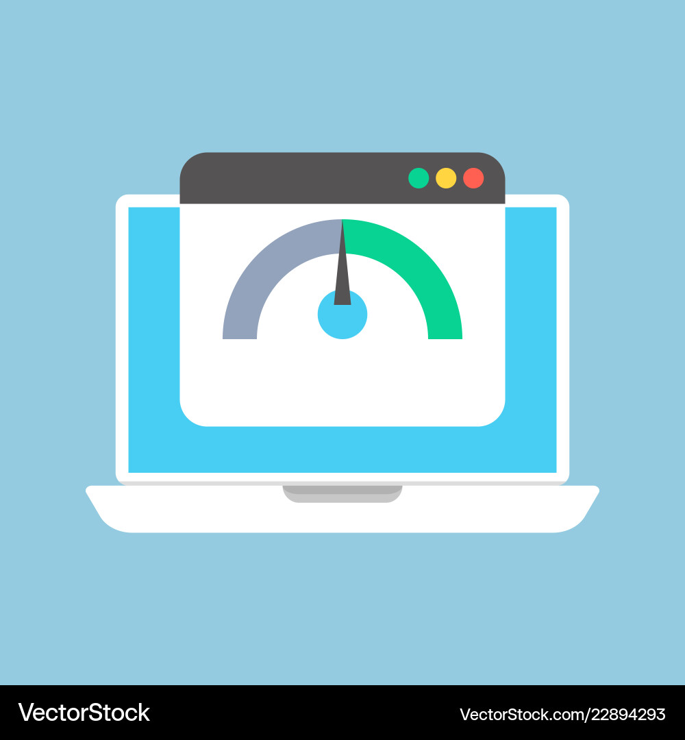 Testing meter for internet speed on laptop screen Vector Image