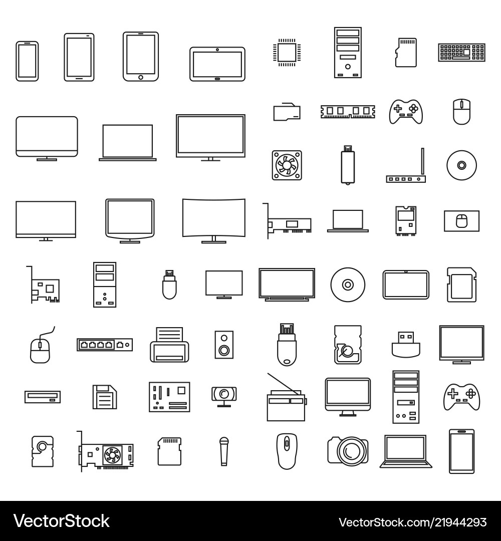 Thin Line Computer Icons vector image