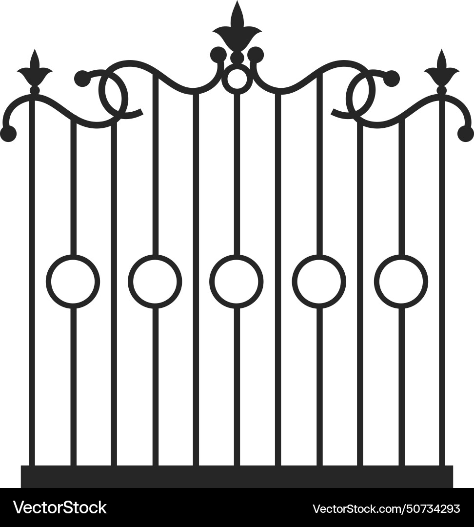 Vintage street fence thin iron gate Vector Image