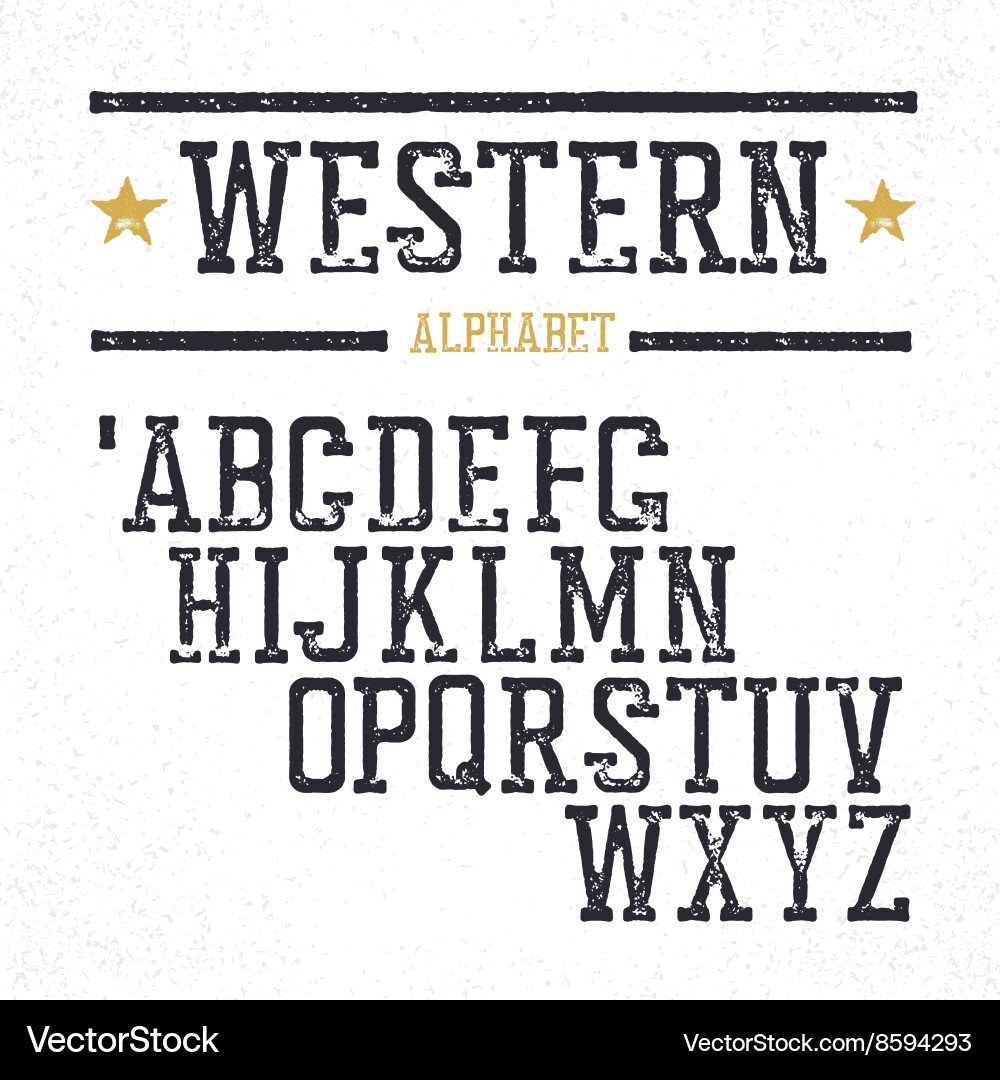 Vintage Western Stamp Alphabet Vector Image