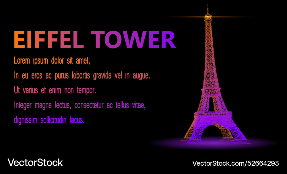 Wireframe eiffel tower with blue green gradient Wireframe eiffel tower with blue green gradient vector image