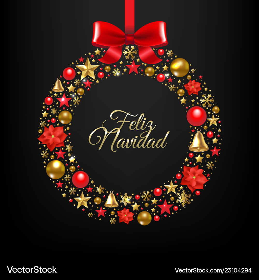 Christmas postcard with wreath and ball Christmas postcard with wreath and ball vector image
