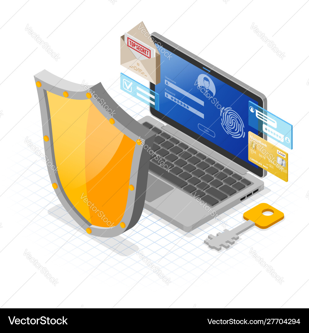 Computer internet and personal data security Computer internet and personal data security vector image