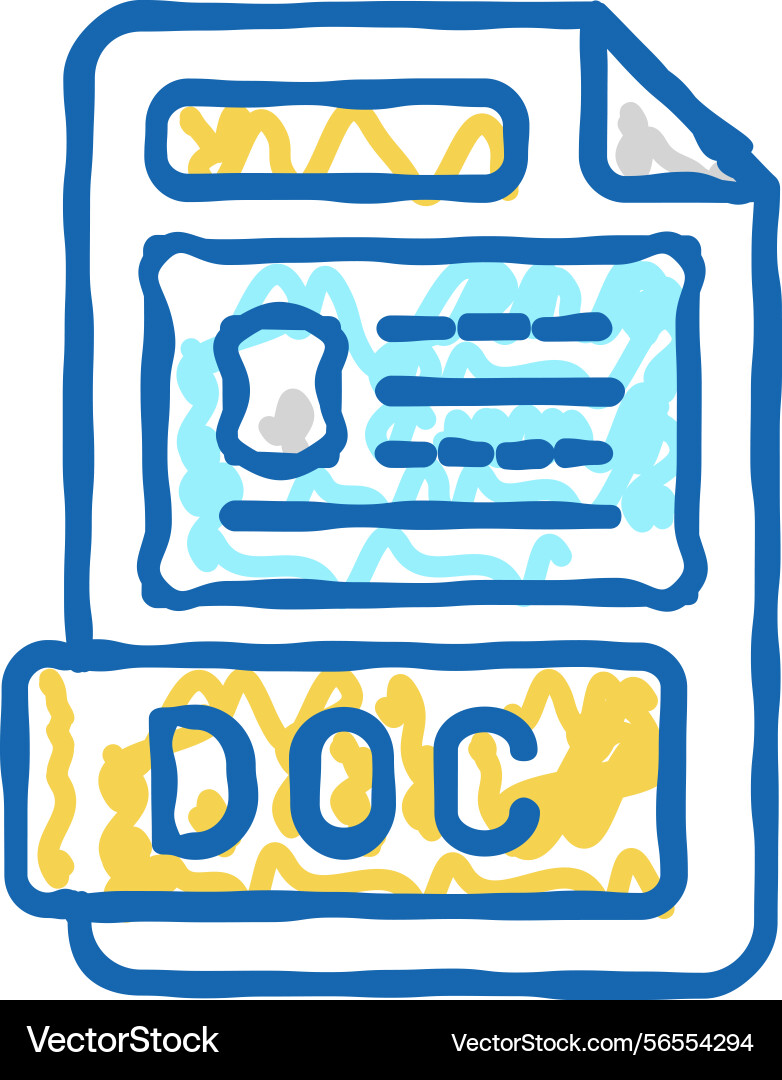 Doc file format document icon doodle Doc file format document icon doodle vector image