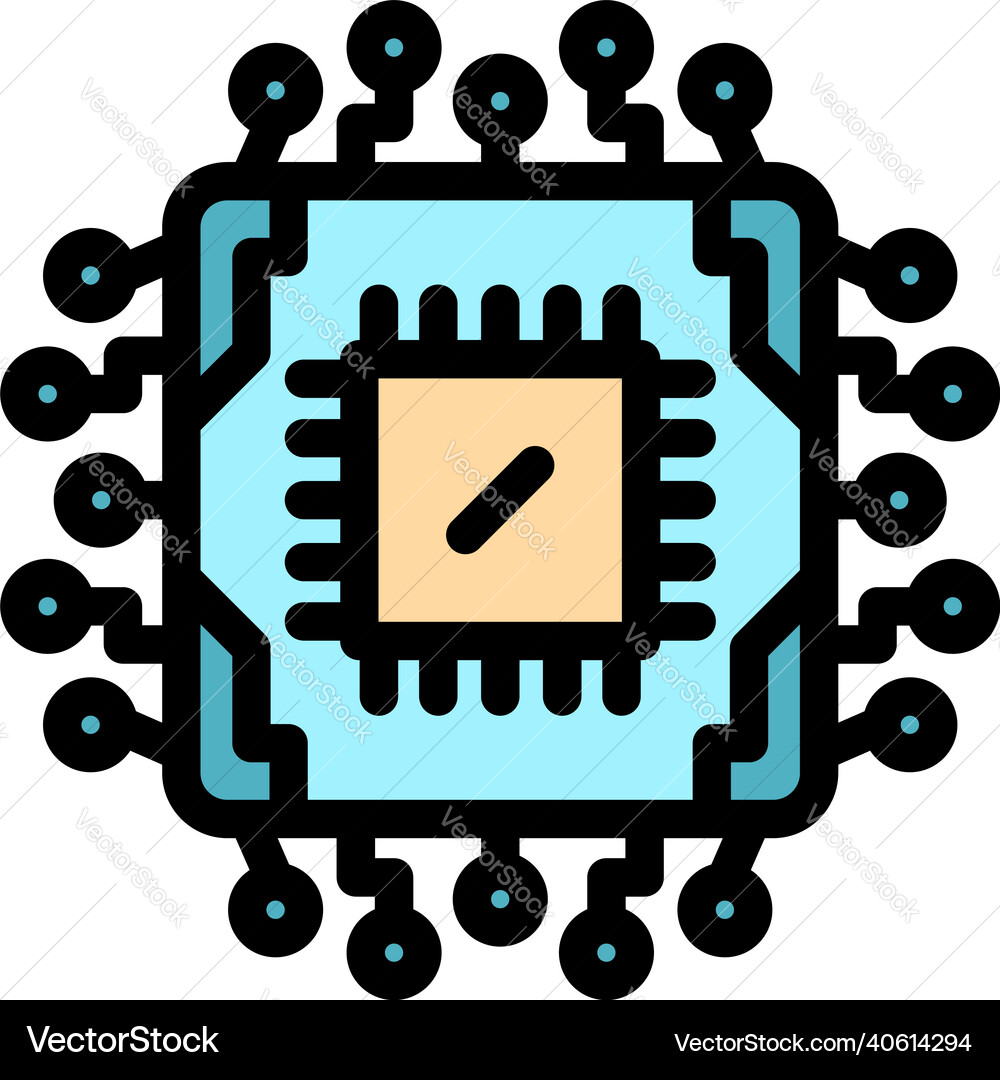 Electronic processor icon color outline Electronic processor icon color outline vector image