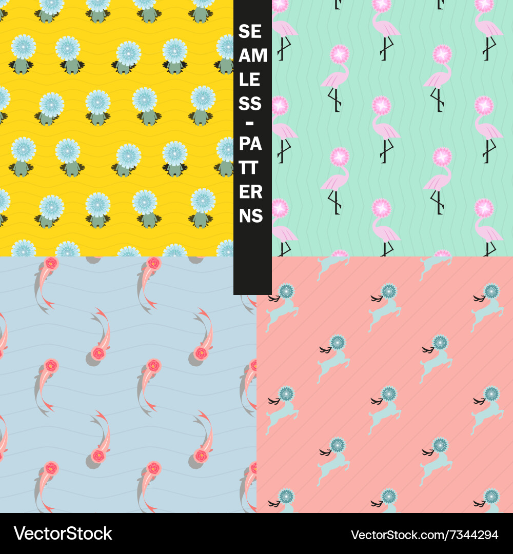 Fancy seamless patterns collection Vector Image