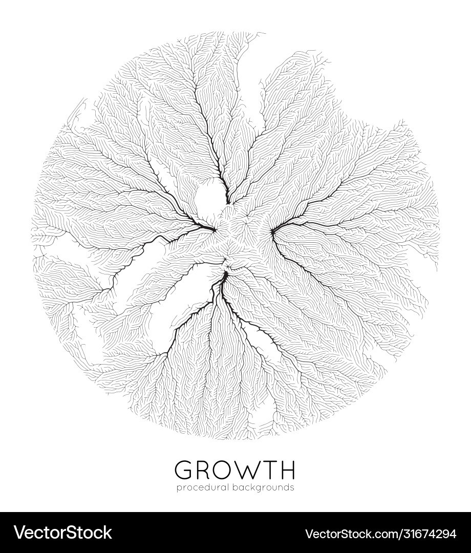 Generative branch growth pattern round vector image
