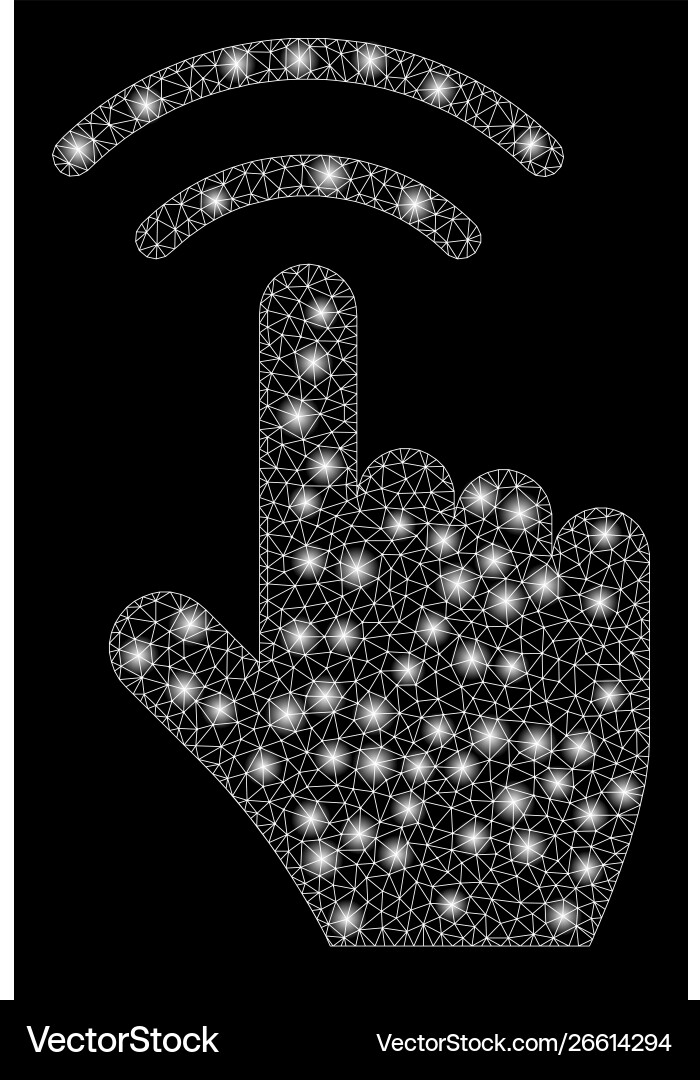 Glowing mesh network finger click with flare spots Glowing mesh network finger click with flare spots vector image