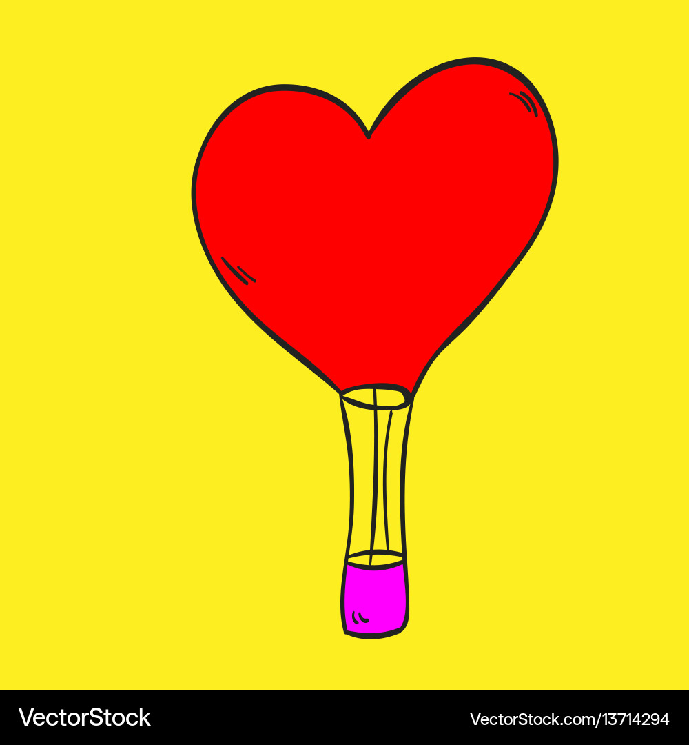 Heißluftballon Liebe auf einem gelben Hintergrund Heißluftballon Liebe auf einem gelben Hintergrund vektorbild