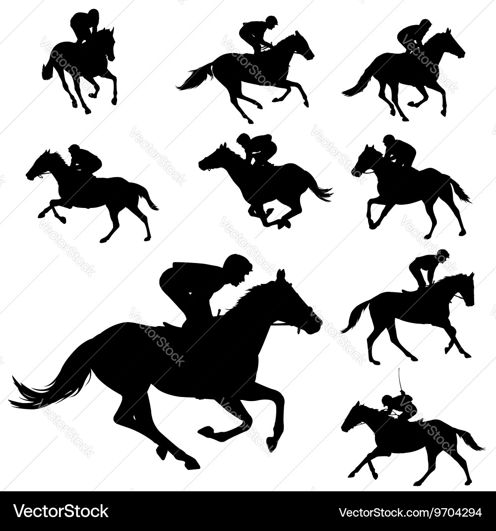 Jockey Silhouettes - Racing Horses vector image