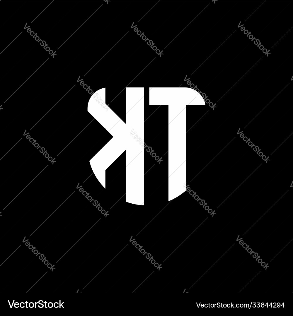Kt logo monogram with circular shape shield Vector Image