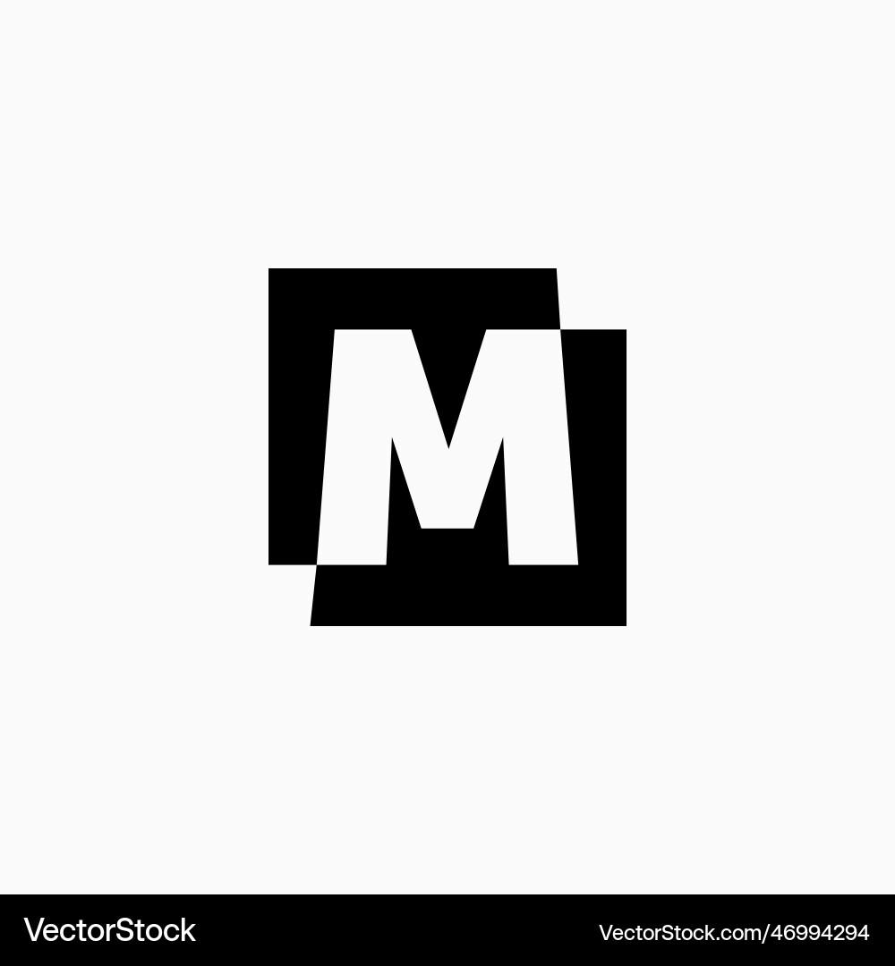 M letter lettermark square initial negative space vector image