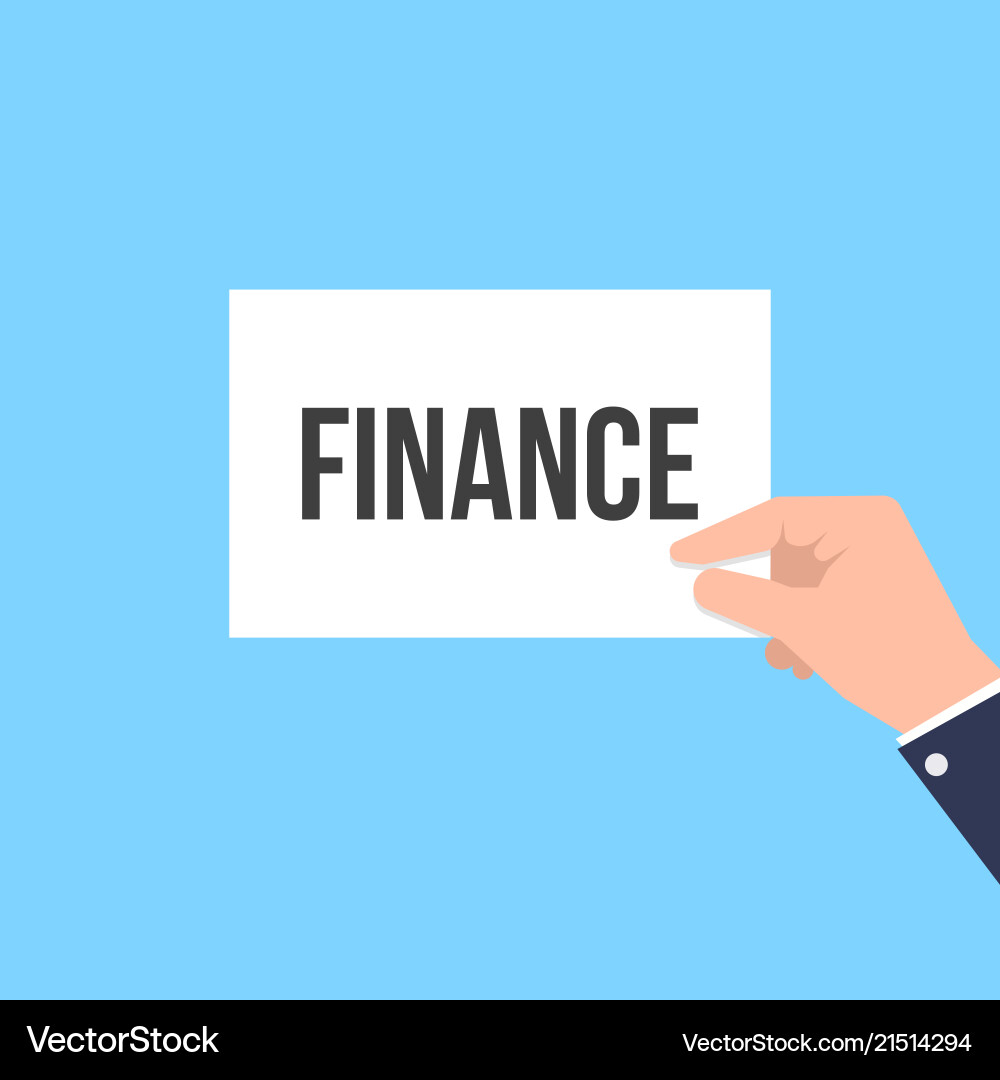 Man showing paper finance text Man showing paper finance text vector image