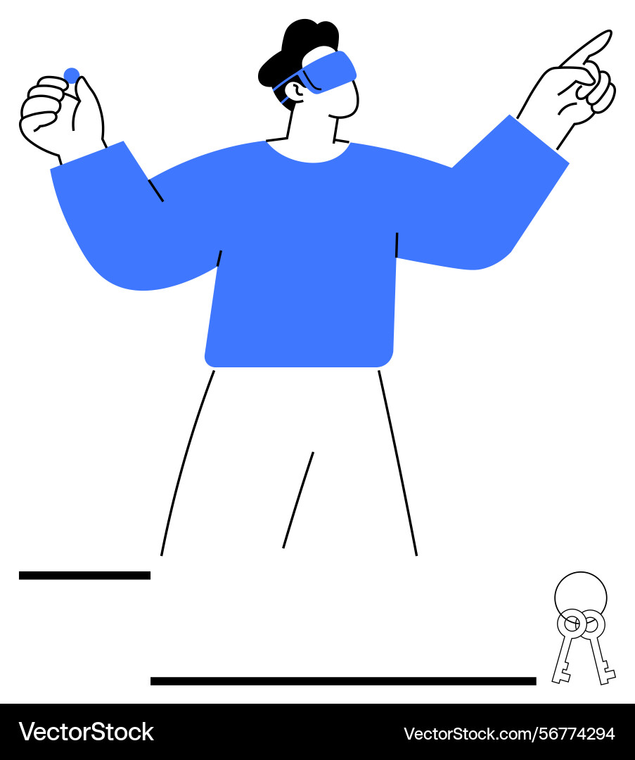 Man with blindfold and keys representing decision Man with blindfold and keys representing decision vector image