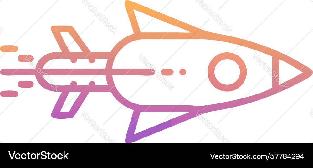 Minimalist rocket outline with gradient fill vector image