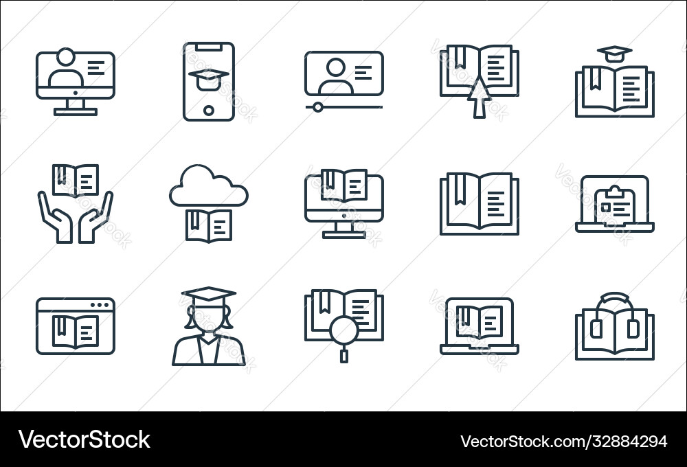 Online learning line icons linear set quality vector image