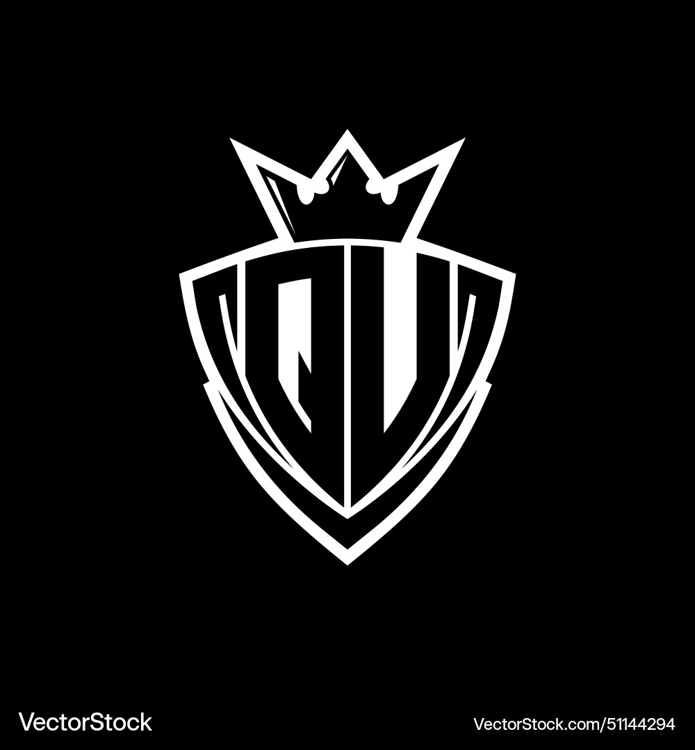 Qu letter logo with sharp triangle shield shape Qu letter logo with sharp triangle shield shape Vector Image