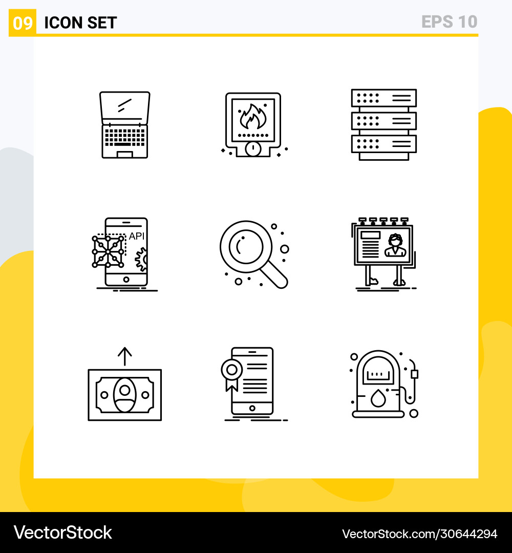 Set 9 outlines on grid for development vector image