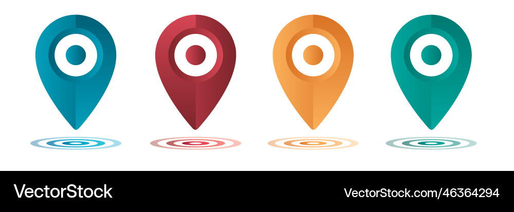 Set color maping pin location 3d icons Set color maping pin location 3d icons vector image