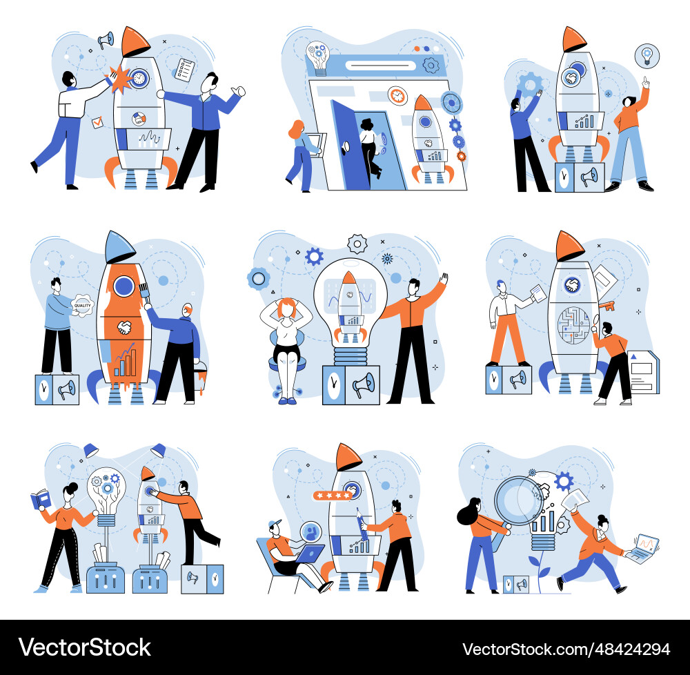 Team solving problems work and building Team solving problems work and building Vector Image