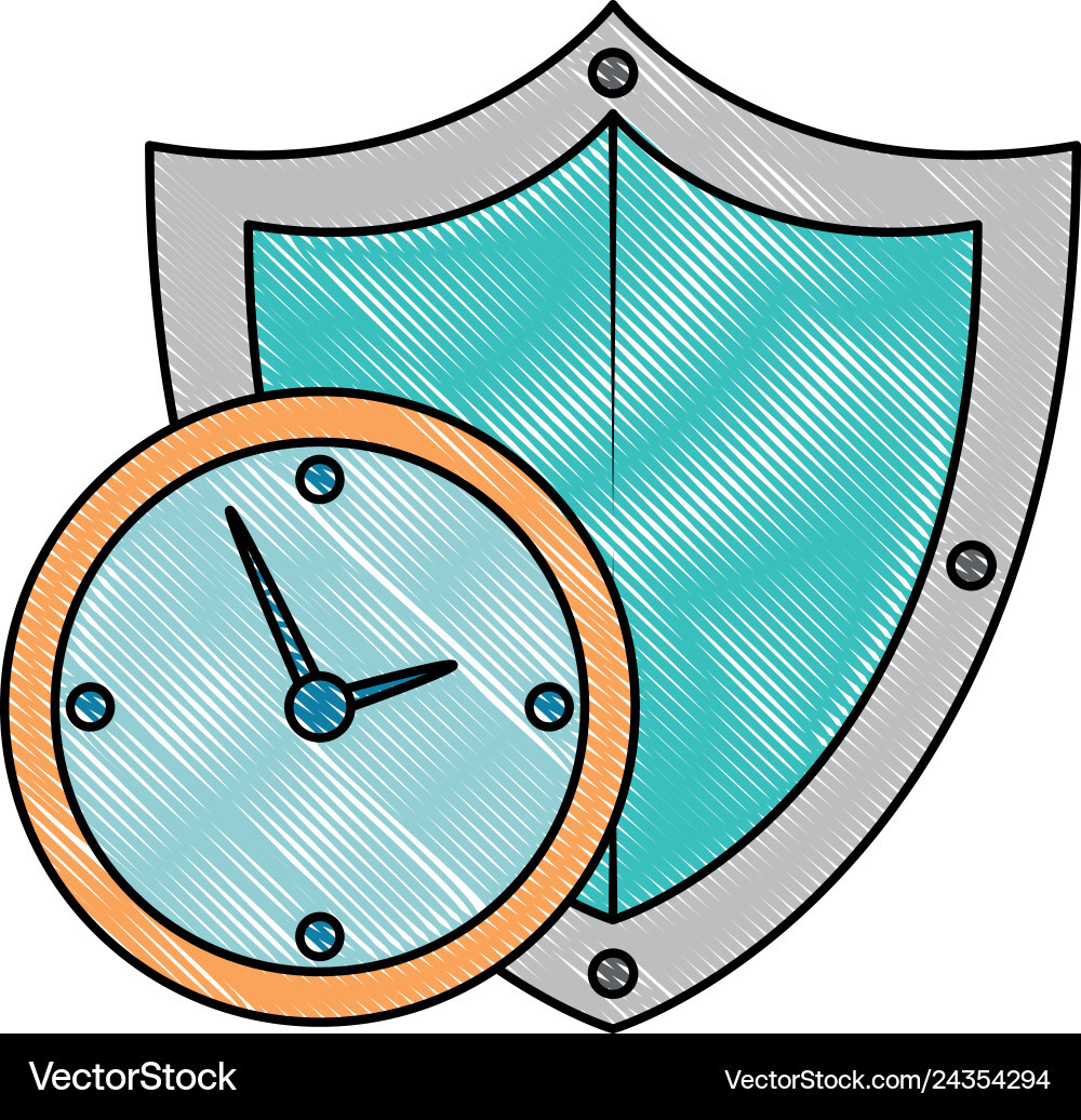 Time clock with shield Time clock with shield vector image