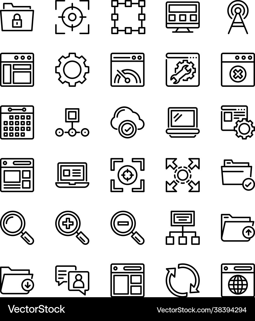Web design and development line icons 3 Vector Image