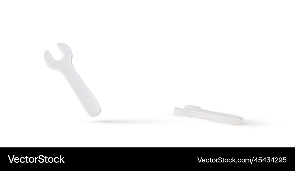 3d realistic simple with two wrench 3d realistic simple with two wrench vector image