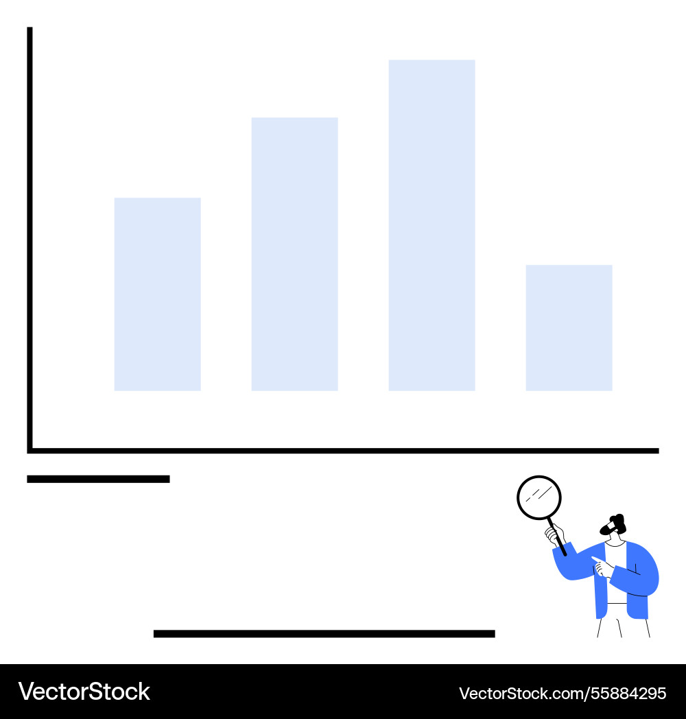 Analyst examining bar chart data representation Analyst examining bar chart data representation vector image