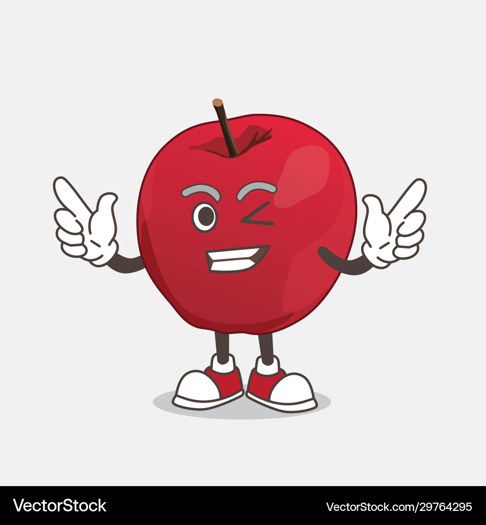 Apple cartoon mascot character with winking eye Apple cartoon mascot character with winking eye vector image