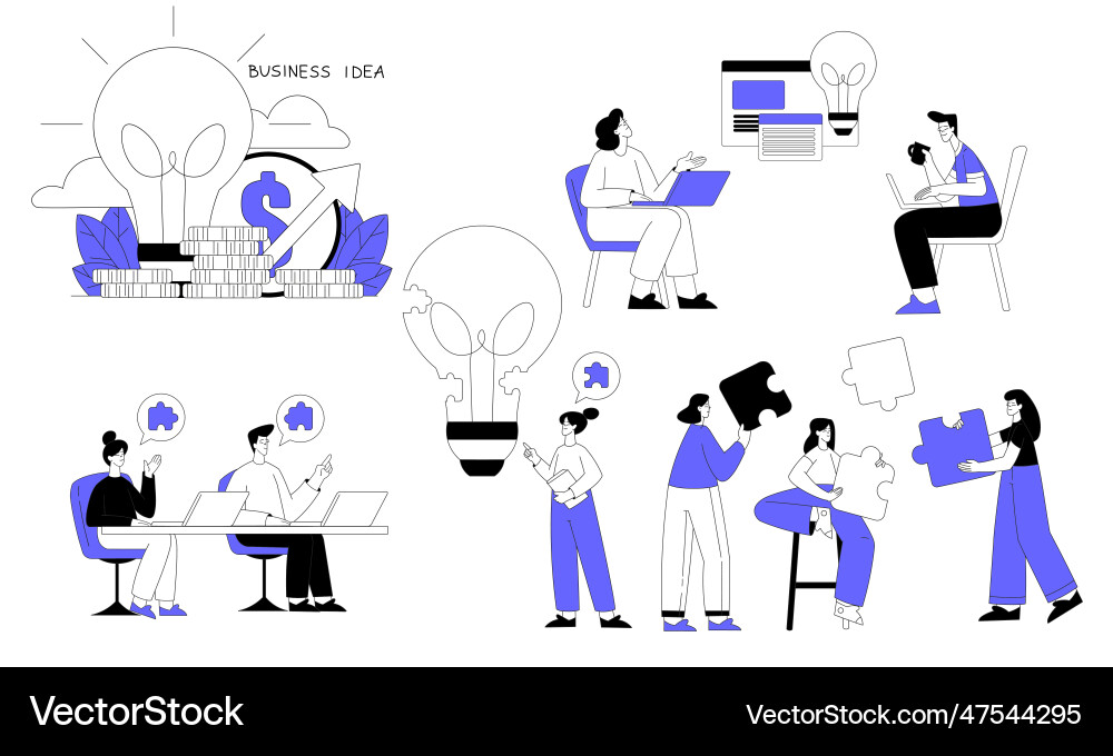 Business Workflow with Idea Concepts vector image