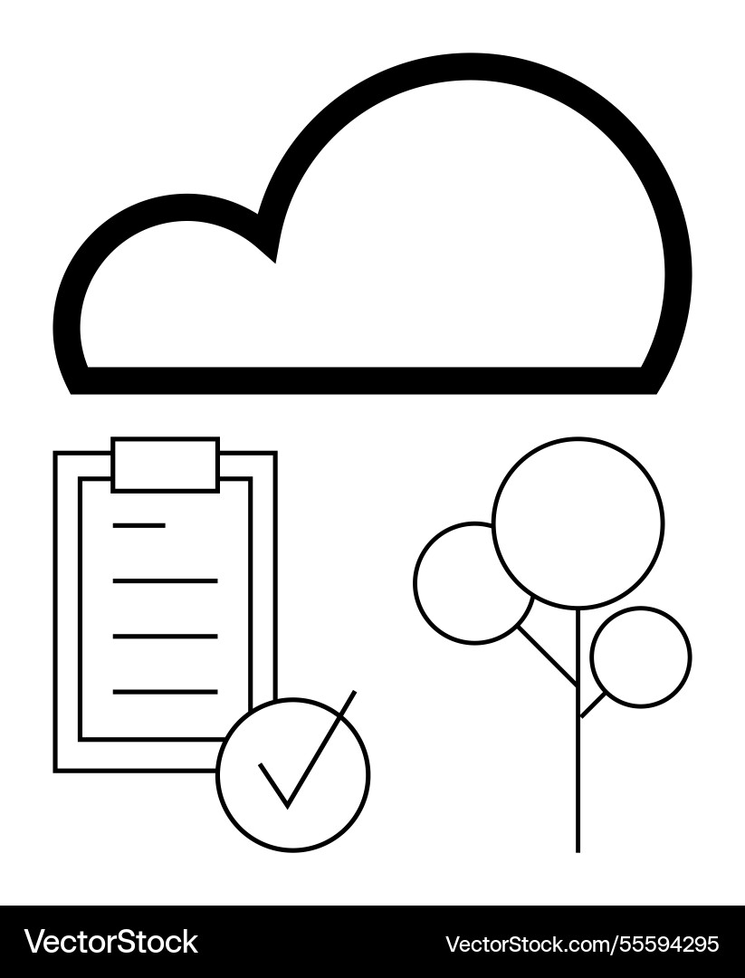 Cloud checklist and tree representing Vector Image