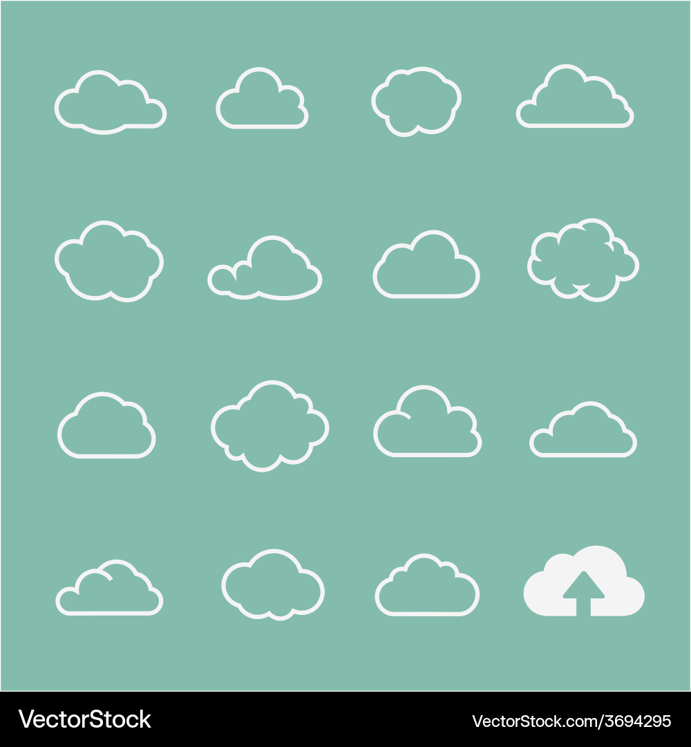 Cloud shapes set icons for computing Vector Image