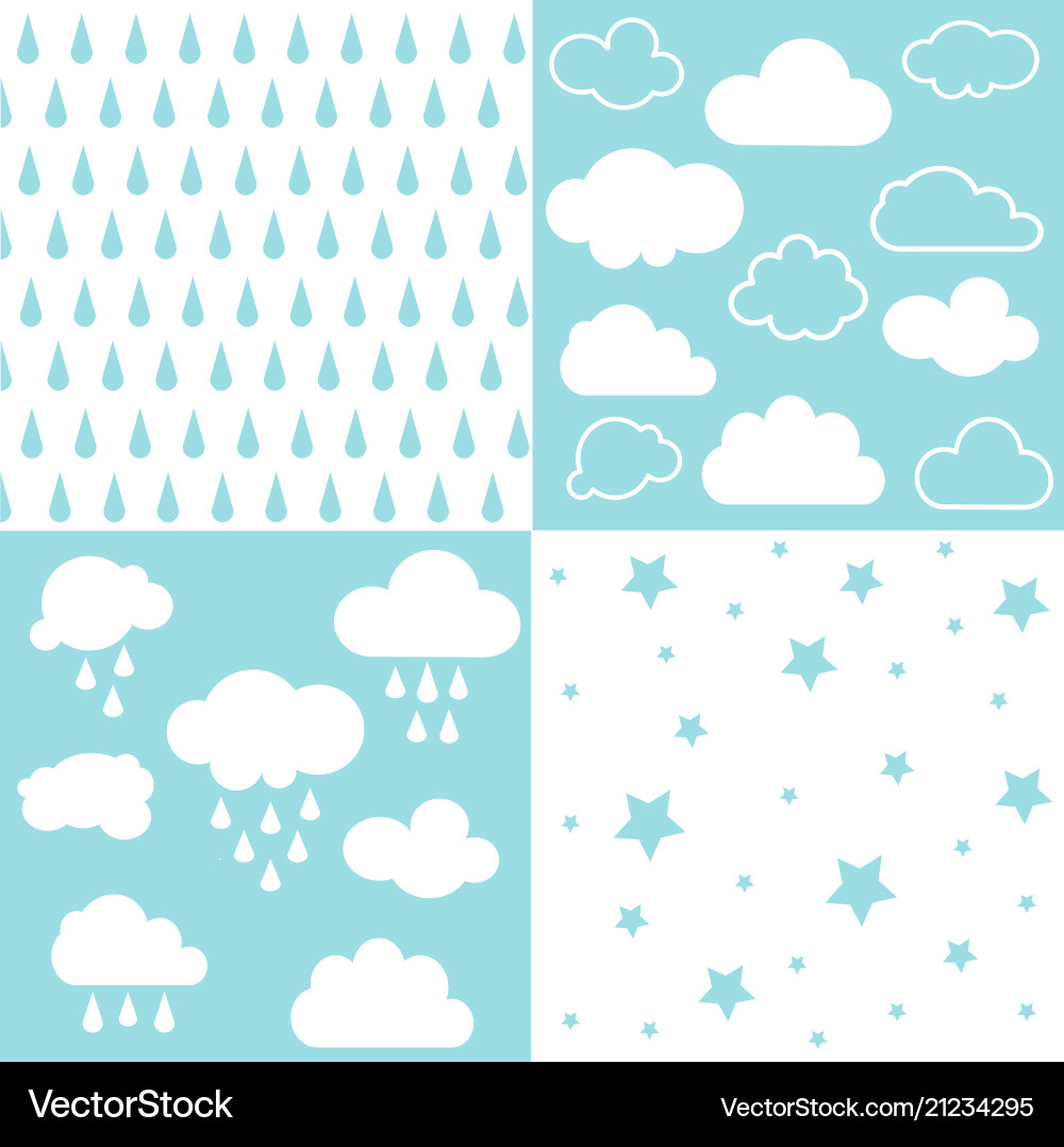 Clouds and rain seamless patterns Vector Image