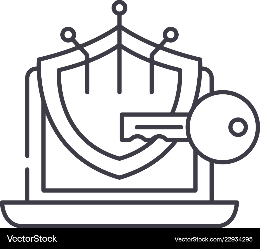 Cryptography line icon concept Cryptography line icon concept Vector Image