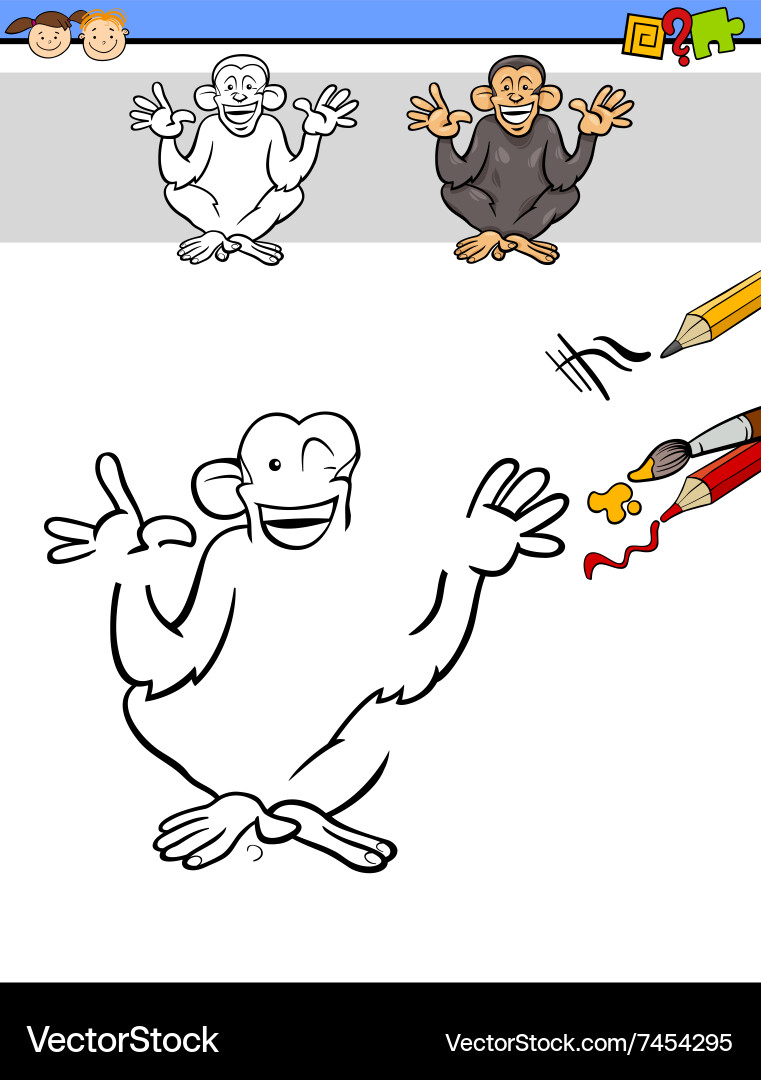 Draw and color task with ape Vector Image