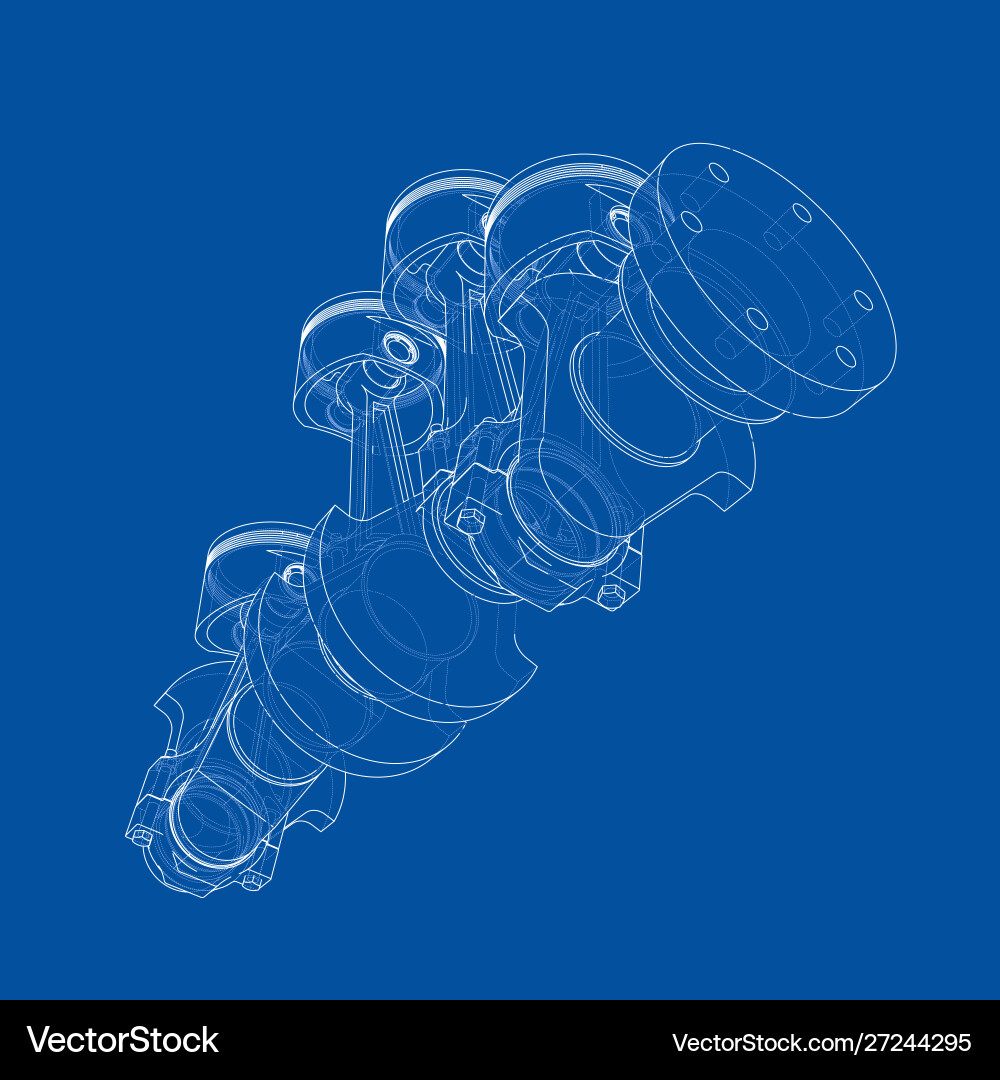 Engine pistons outline rendering 3d Vector Image