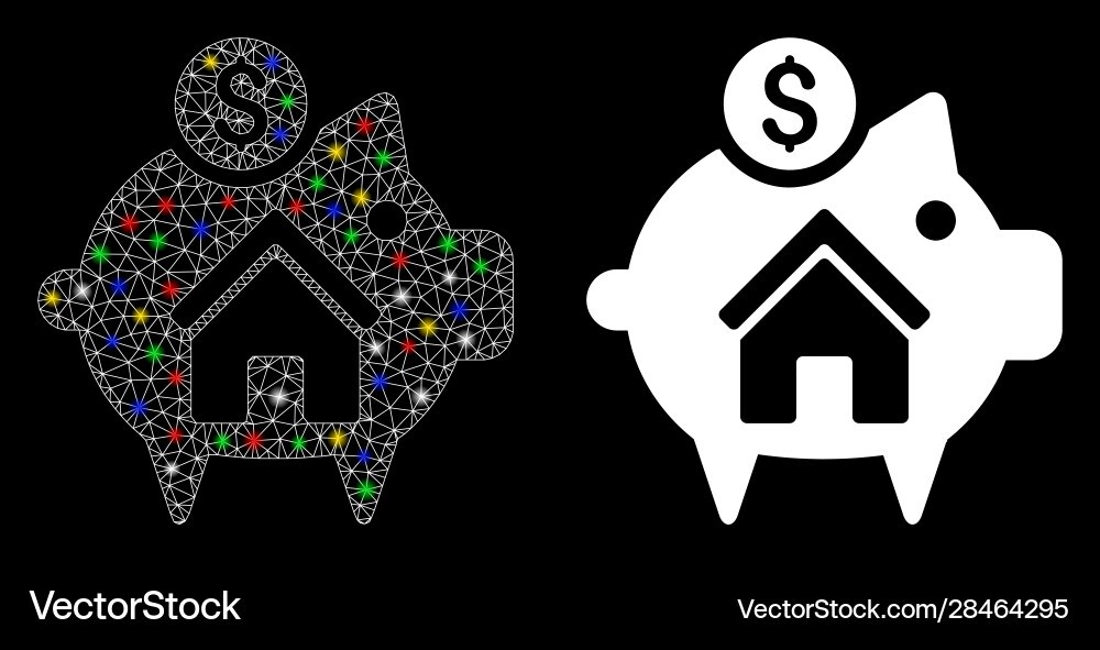 Flare mesh draht rahmen realität piggy bank icon Vektorbild