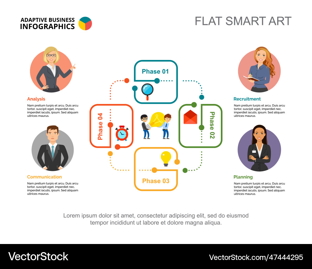 Four step process chart slide template Four step process chart slide template vector image
