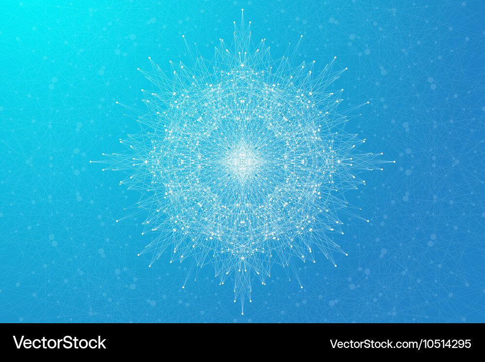 Geometric abstract connected line with dots big vector image
