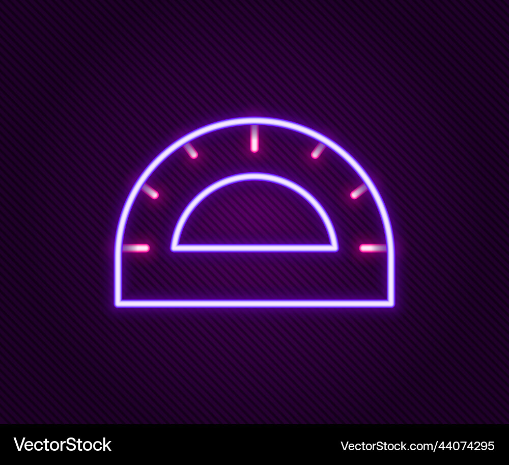 Glowing neon line protractor grid for measuring Glowing neon line protractor grid for measuring vector image
