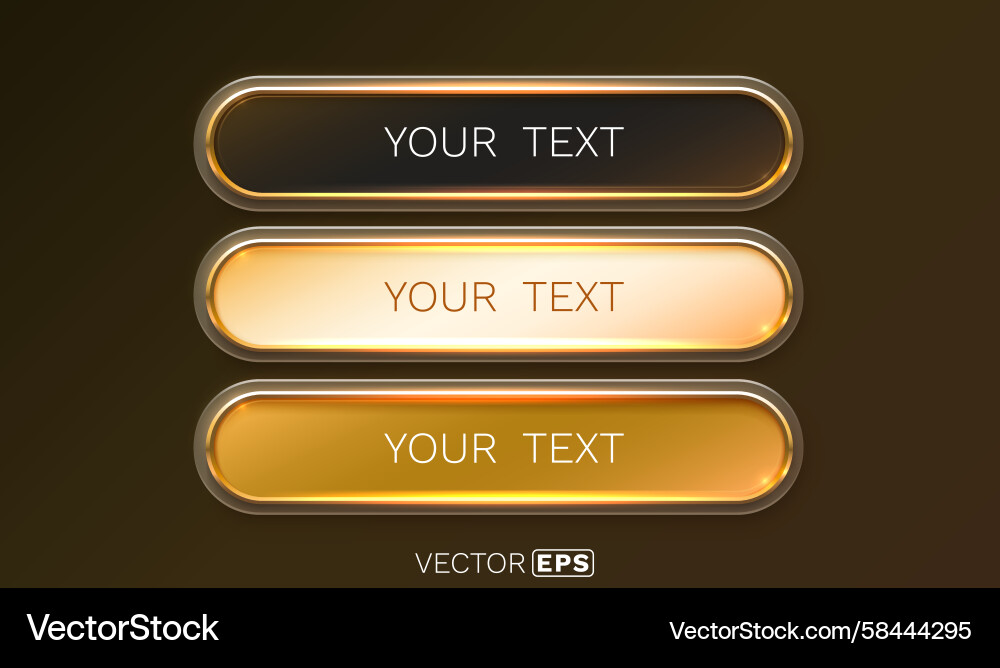 Golden Frame Set - Event Buttons Vector Image
