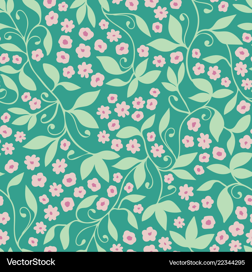 Green pink floral tendril seamless pattern Green pink floral tendril seamless pattern vector image