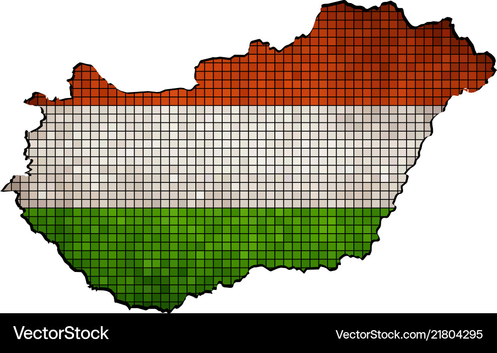 Hungary map with flag inside Vector Image