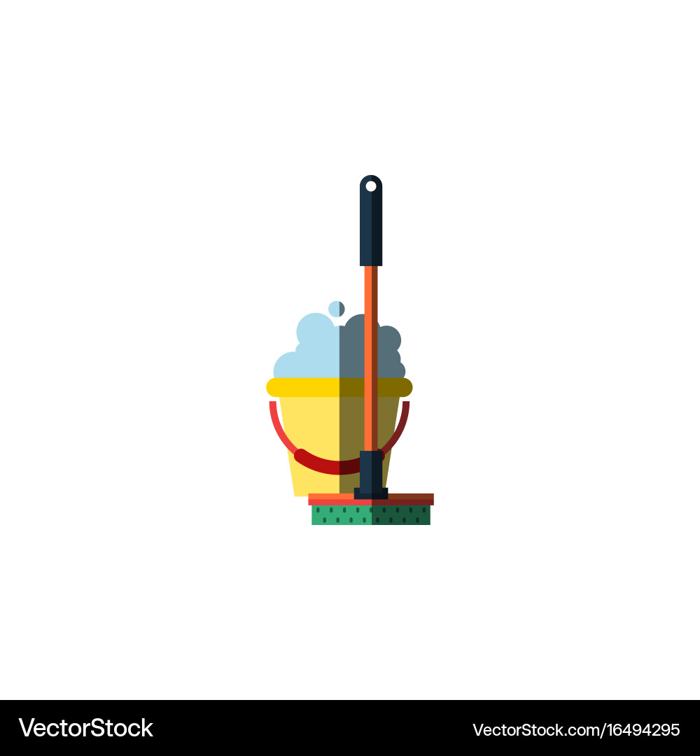 Isolated bucket flat icon mop element can Vector Image