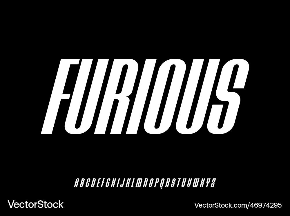 Modern condensed futuristic display font in slant vector image