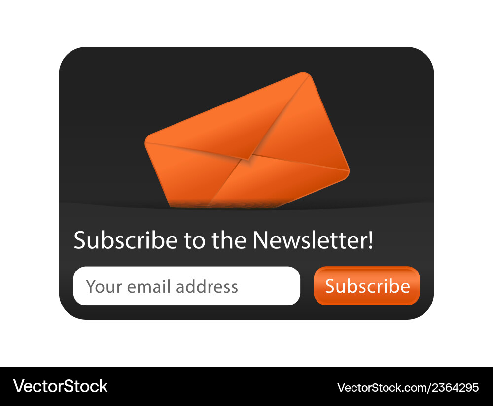 Newsletter form with orange envelope vector image