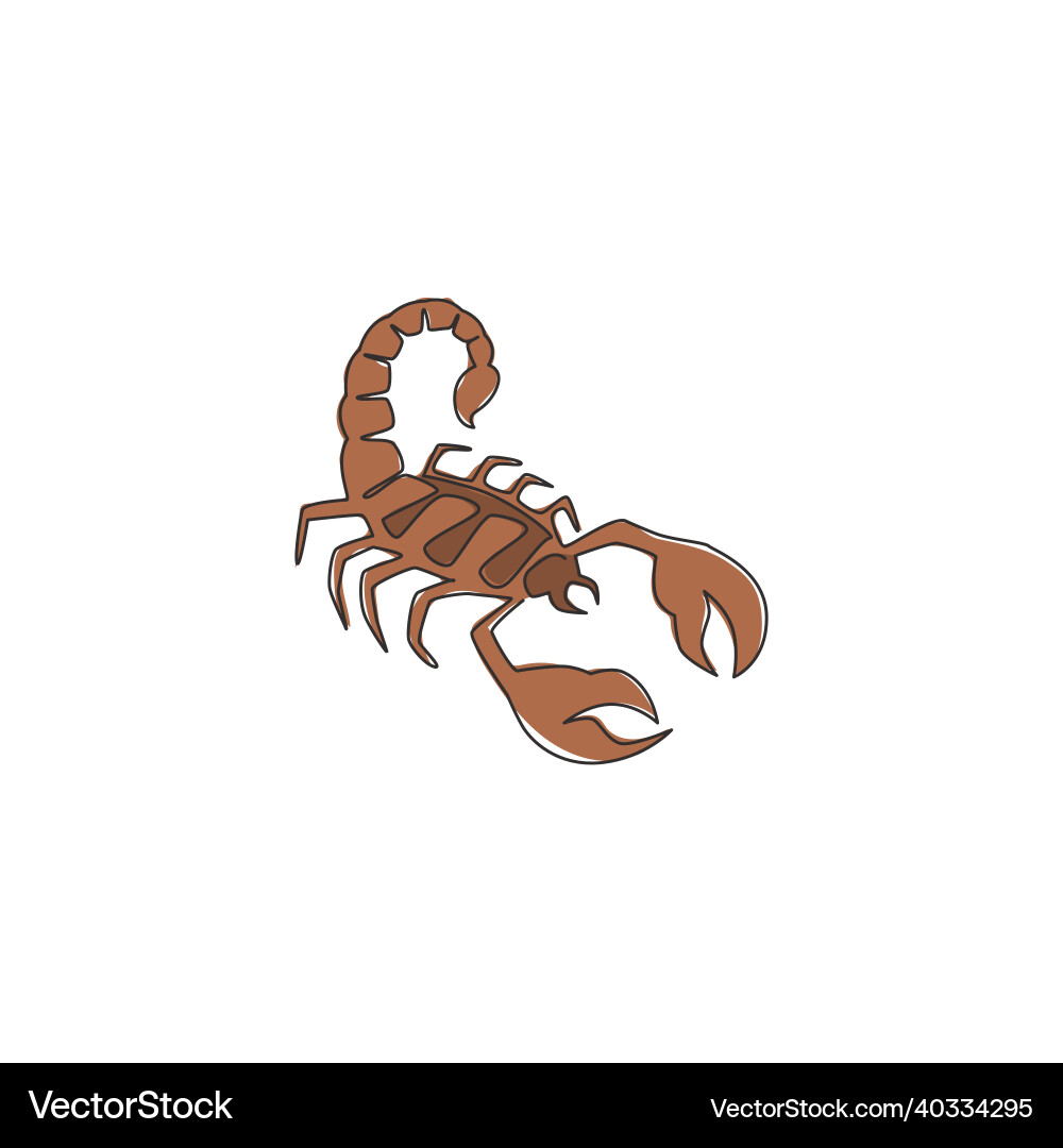 One continuous line drawing of danger scorpion One continuous line drawing of danger scorpion vector image