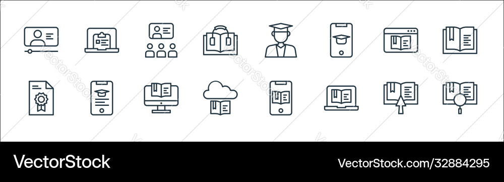 Online learning line icons linear set quality Online learning line icons linear set quality vector image